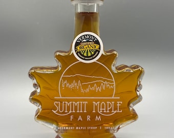 Organic Vermont Maple Syrup 100ml glass leaf jar