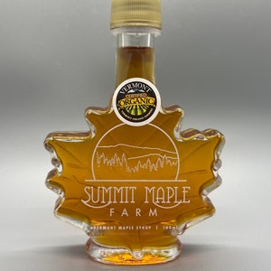 Organic Vermont Maple Syrup 100ml glass leaf jar