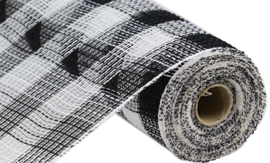 10” Black White Stripe Check Fabric Mesh, RY832062, Monochromatic Mesh ...
