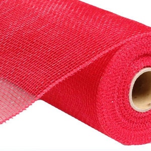 10” Red Deco Poly Mesh, RE130224, Deco Mesh, Mesh for Christmas Wreath, Valentine&#39;s Day, Patriotic, Basic Mesh, Value Mesh, Mesh for Wreath