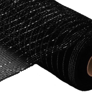 10” Black Tinsel Mesh, 10.5” Black Mesh, RY840102, Halloween Mesh, Summer Deco Mesh, Everyday, Affordable Mesh, Witch Wreath, Spider Mesh
