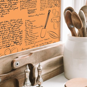 Custom Wallpaper Rolls Handwritten Recipe Backsplash Removable Rustic Kitchen Farmhouse Decor Personalized Wall Paper Peel and Stick