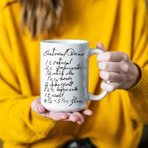 Personalized Mug Handwritten Recipe Keepsake Gift, Ceramic Coffee Mugs Customizable With Any Handwriting