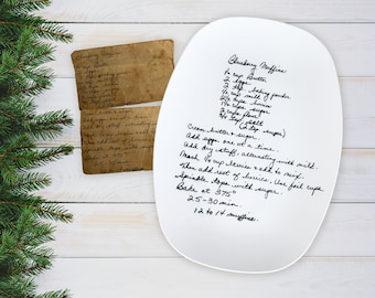 Personalized Platter With Recipe Handwritten or Custom Handwriting, Oven Safe Plate