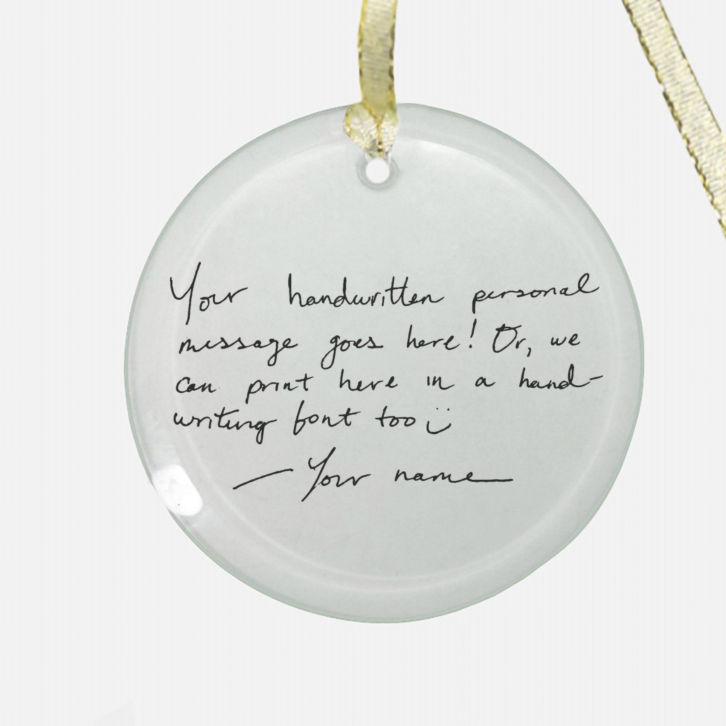 Handwriting Ornament Personalized With Custom Message, Round, Clear Glass
