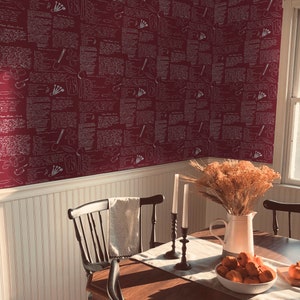 Custom Wallpaper Rolls Handwritten Recipe Backsplash Removable Rustic Kitchen Farmhouse Decor Personalized Wall Paper