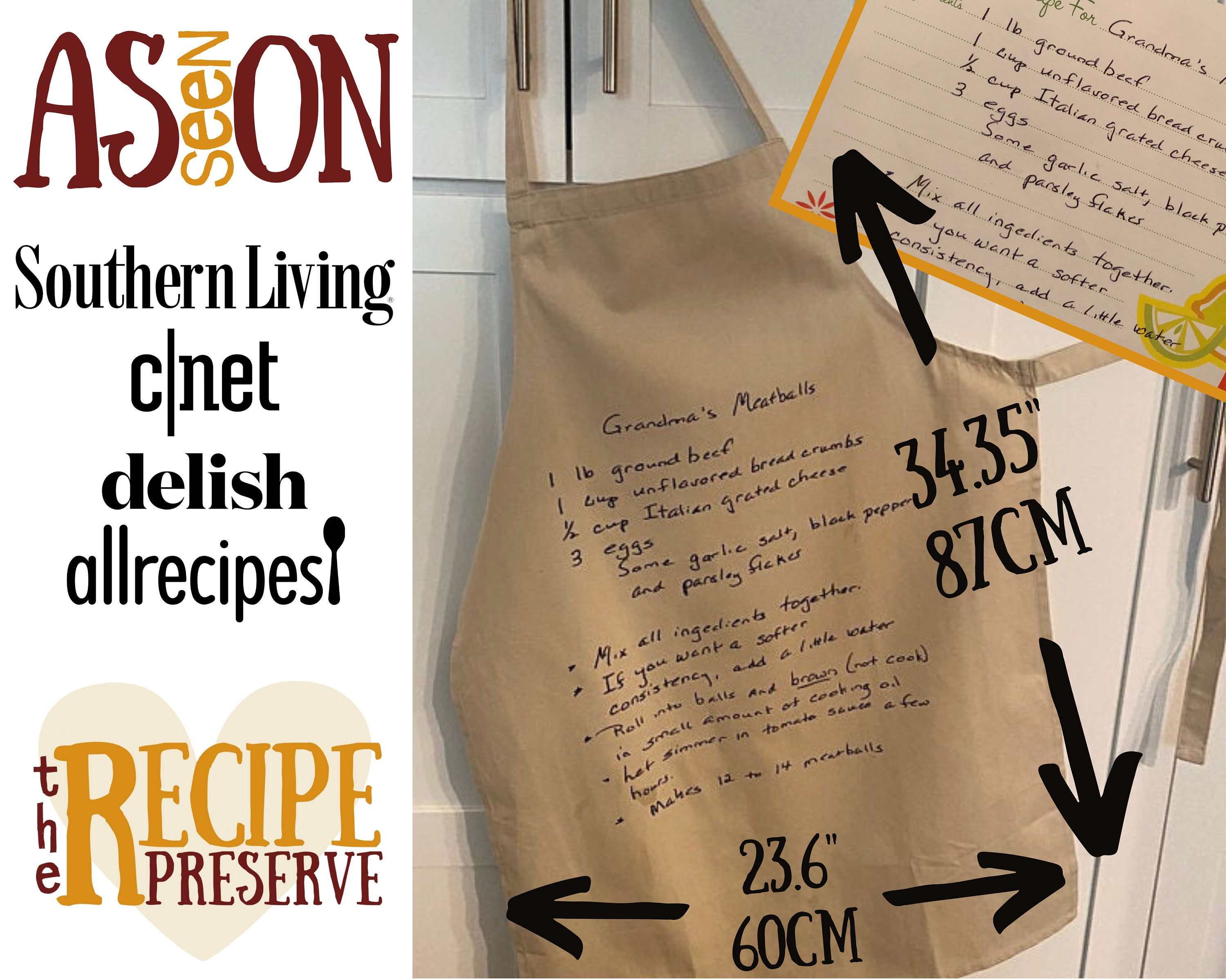 Personalized Apron Handwritten Recipe Keepsake Gifts Premium Etsy