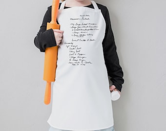 Recipe Apron Personalized With Handwriting, Custom Adult and Kids Sizes