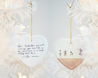 Personalized Photo Ornament: Double-Sided Porcelain with a Picture and Handwritten Note