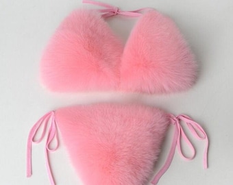 pink fuzzy bralette
