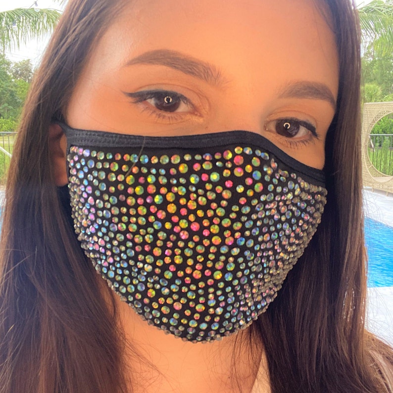 Washable Men and Women Face Cover Mask with Bling Rhinestone Etsy