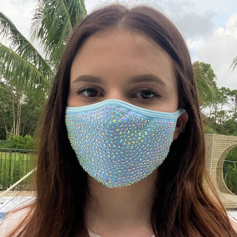 Washable Men and Women Face Cover Mask with Bling Rhinestone Etsy