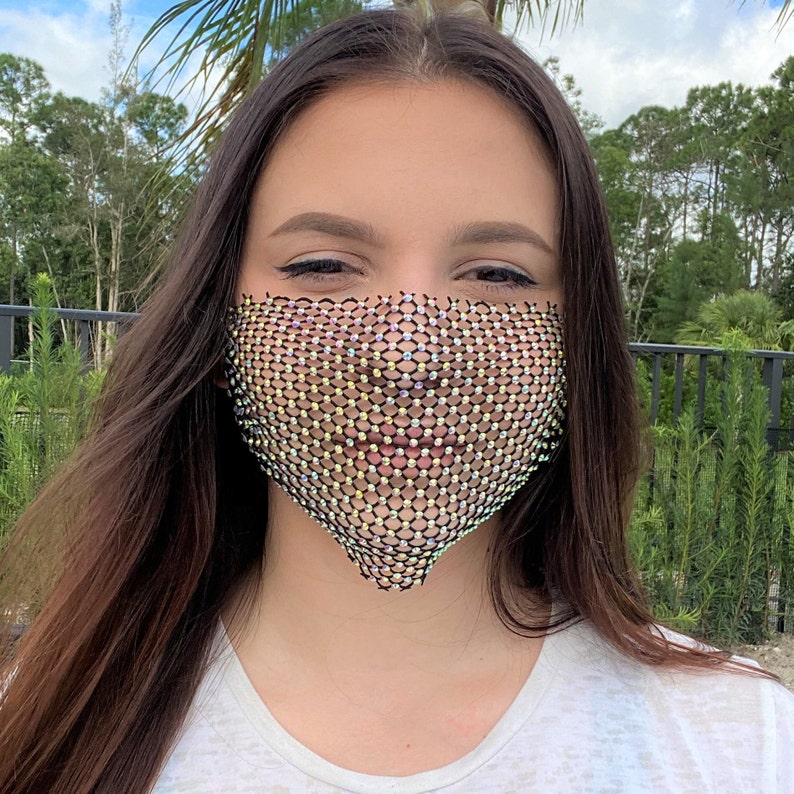 Breathable Mesh Face Mask Lightweight Adjustable Crystals Etsy
