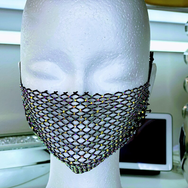 Breathable Mesh Face Mask Lightweight Adjustable Crystals Etsy