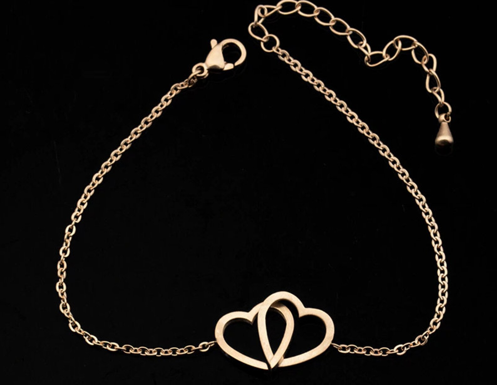 Interlocking Hearts Bracelet Double Heart Bracelet Linked Etsy