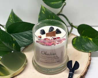 Obsidian Crystal Candle