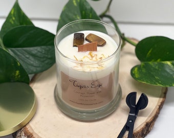 Tigers Eye Crystal Candle