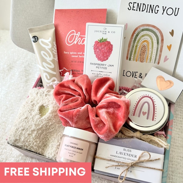 Sending A Hug Gift Box: Self Care Package with Cozy Socks & Lavender Soap