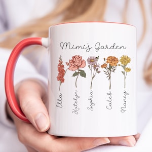 Personalized Grandma&#39;s Garden Mug: Custom Birth Flower Ceramic Coffee Mug