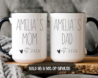 New Mom and Dad Est 2024 Coffee Mug Set: Pregnancy Gift