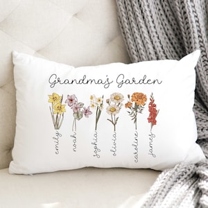 Custom Grandma&#39;s Garden Pillow, Nana&#39;s Garden, Mother&#39;s Day Gift, Personalized Birthflower Pillow, Grandma Mother&#39;s Day Gift, Gift for Mom