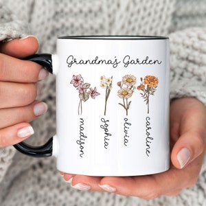 Custom Birth Month Birth Flower Mug, Grandma's Garden Coffee Mug, Grandma's Birthday Gift, Personalized Birth Flower Mug, Mother's Day Gift