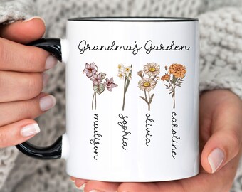 Personalized Birth Flower Mug: Grandma's Garden Coffee Mug