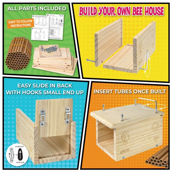Rivajam DIY Mason Bee House Woodworking Project Kit Solitary Beehive Wood  Building Arts & Crafts Activities for Toddlers, Kids, Family 