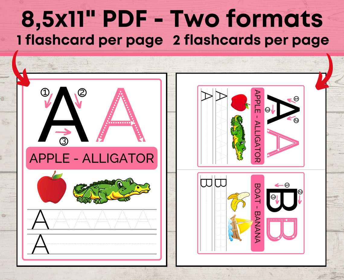 Alphabet Tracing Printable Flashcard Preschool Handwriting - Etsy