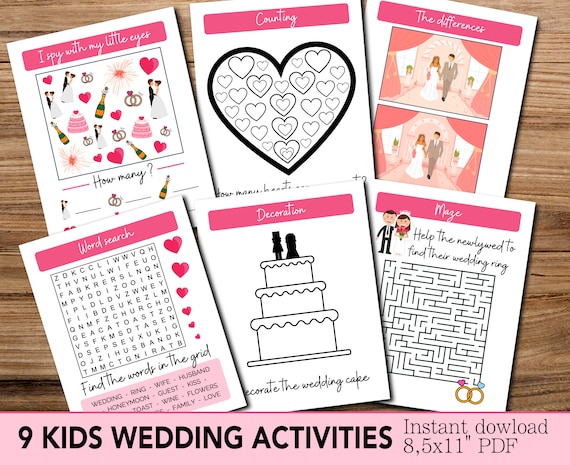 Kids Wedding Activity Pack Wedding coloring sheets and | Etsy
