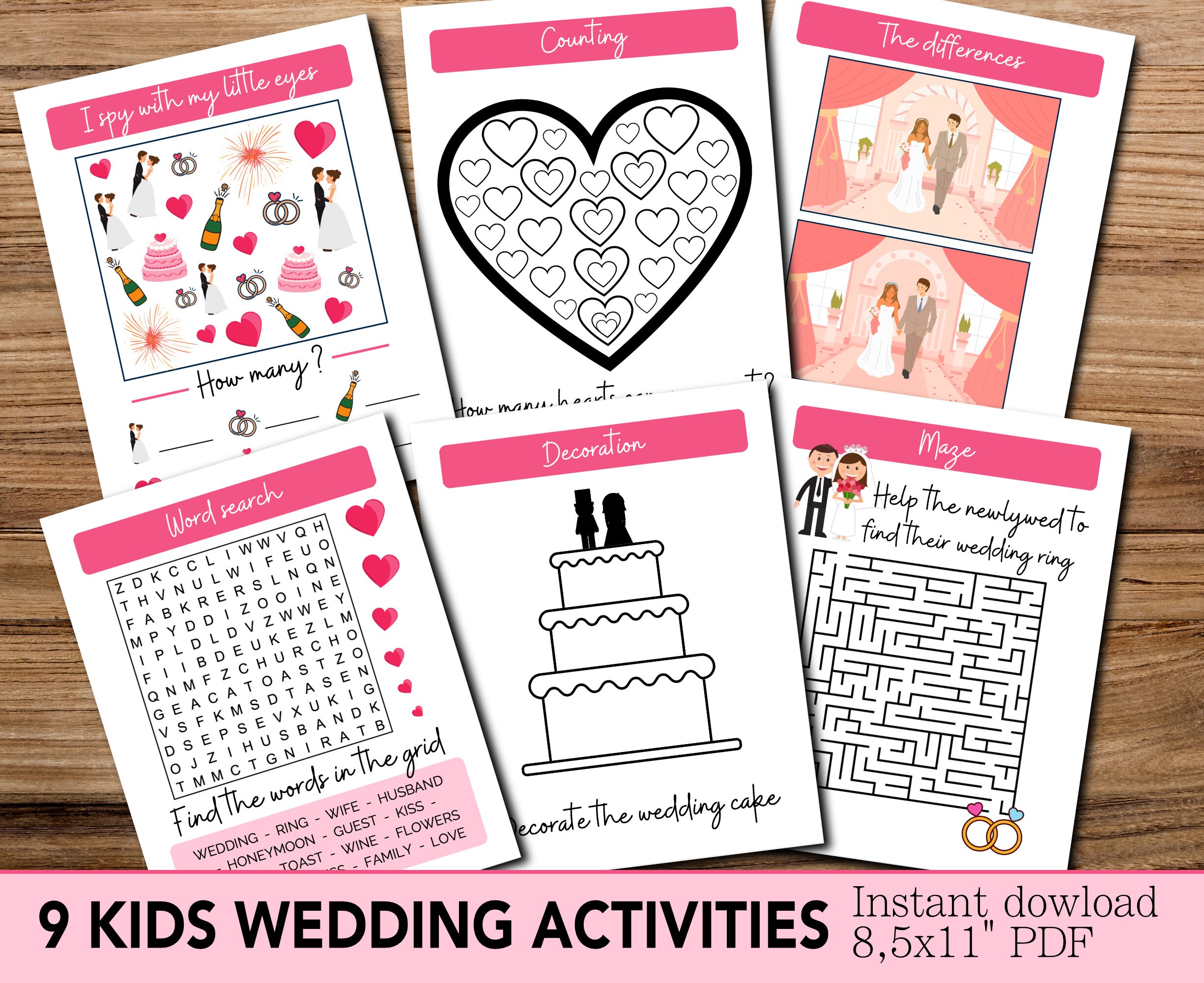 Kids Wedding Activity Pack Wedding coloring sheets and Etsy México