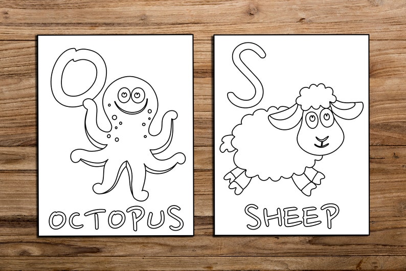 Download Printable Animal Alphabet Coloring Pages for Kids KDP | Etsy