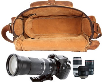 Leather Camera Bag, Handmade Messenger Shoulder Travel Camera Case, DSLR Sony Nikon Cannon Photography Bag, Custom Best Gift for Men Women