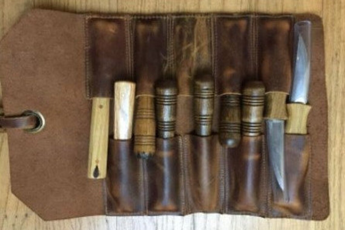 Leather Tool Roll for Wood Carving Tools Genuine Leather Tool Etsy