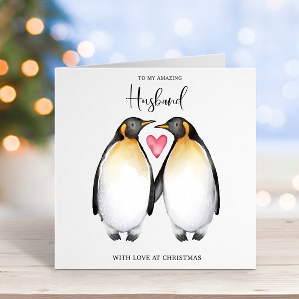 Christmas Card for Husband, Merry Christmas Husband, Husband Christmas Card, amazing Husband card, Husband Christmas Gift, Penguins