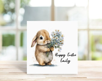 Personalised Easter Card, Bunny Easter Card, Easter Cards, Easter Bunny, Bunny Rabbit, Easter Card for Daughter, Granddaughter, Niece,