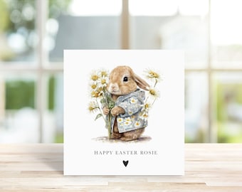 Personalised Bunny Easter Card, Rabbit Design