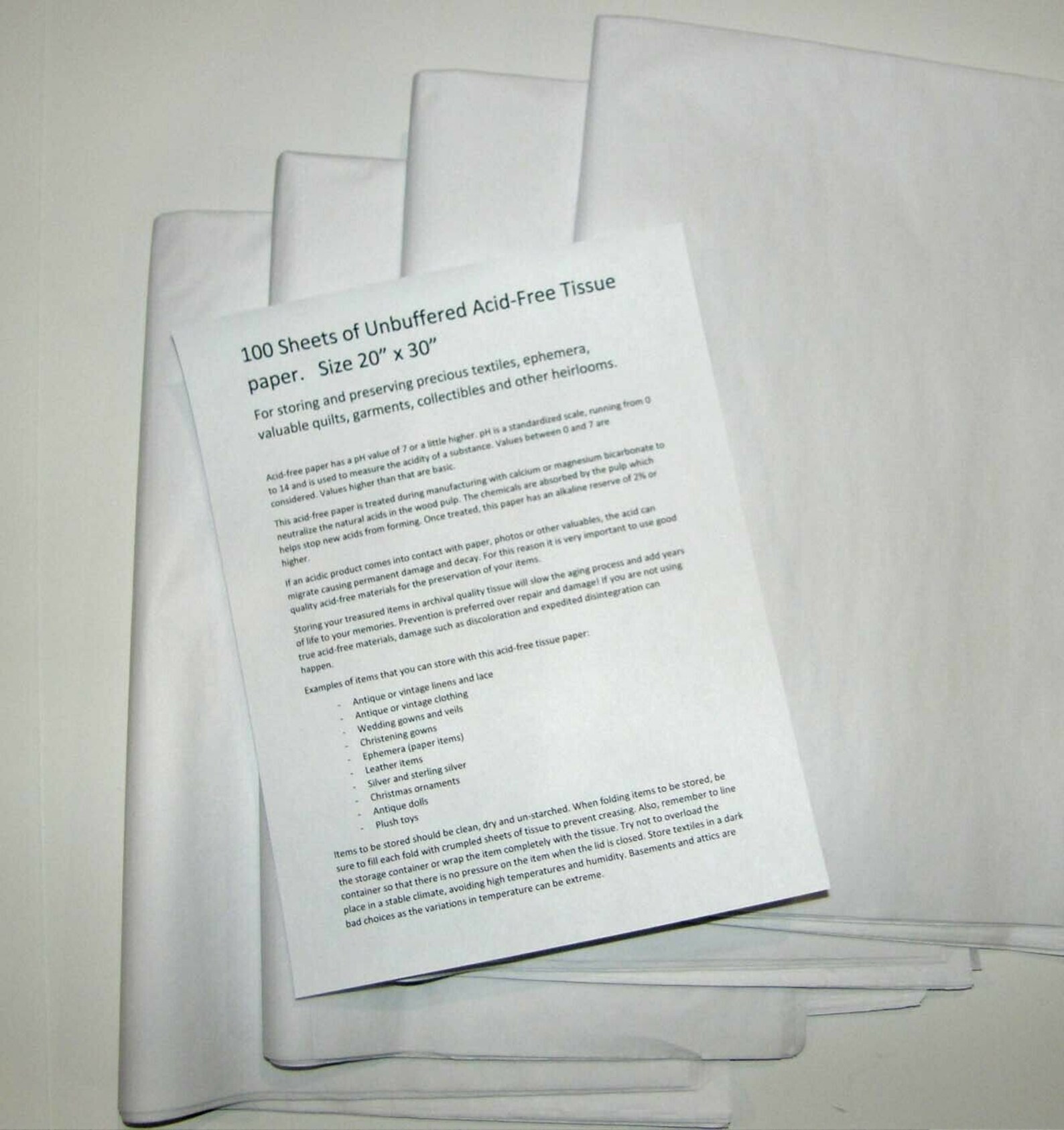 100 Sheets 20x 30 Acid Free Archival Tissue Paper Protect Etsy
