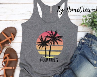 Good Vibes Tank Top, Good Vibes Yoga Workout Tank Top Racerback, Vintage Distressed Tank, Good Vibes Only, Good Vibes Tank, Good Vibes Shir