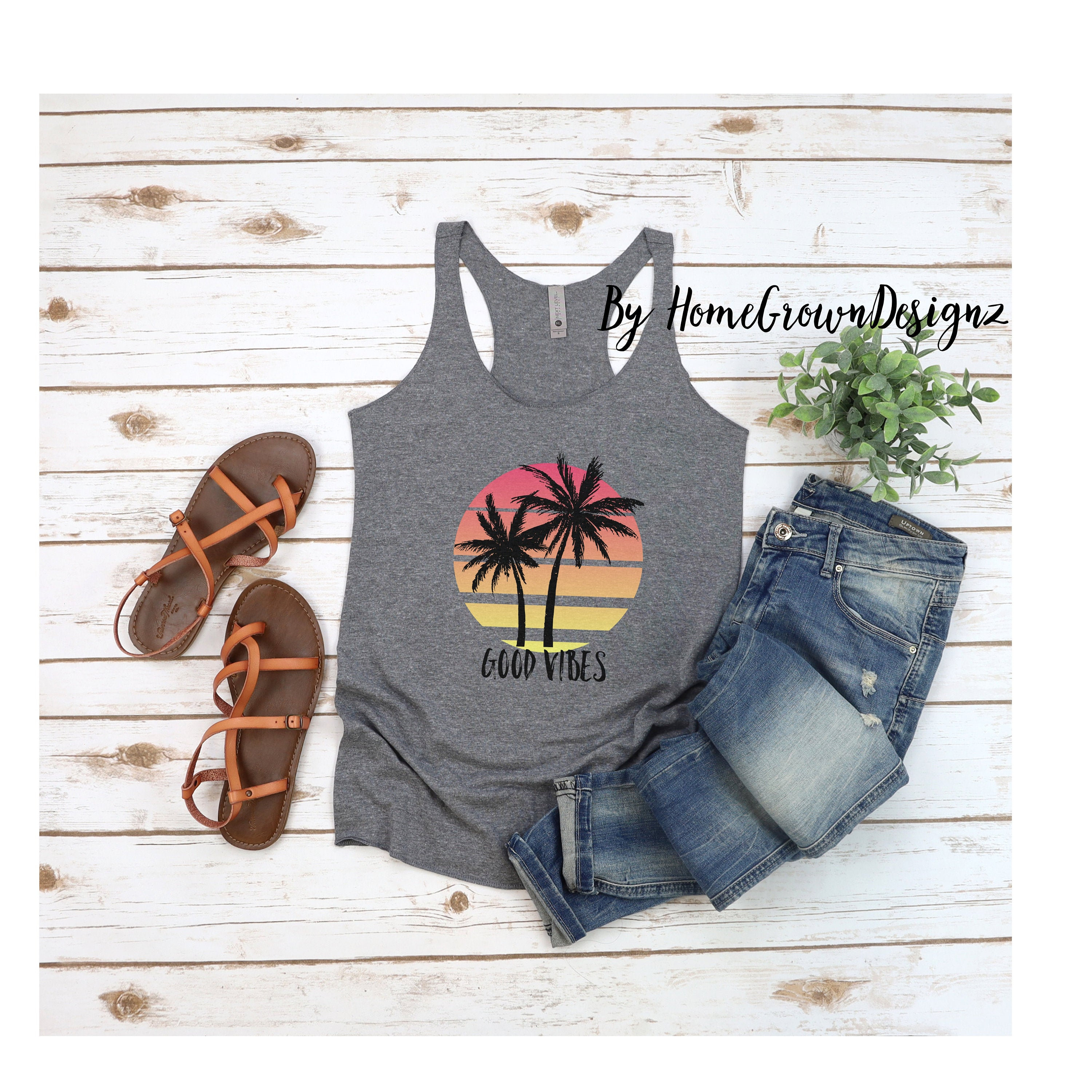 Washed Orange Good Vibes Tank main image 1