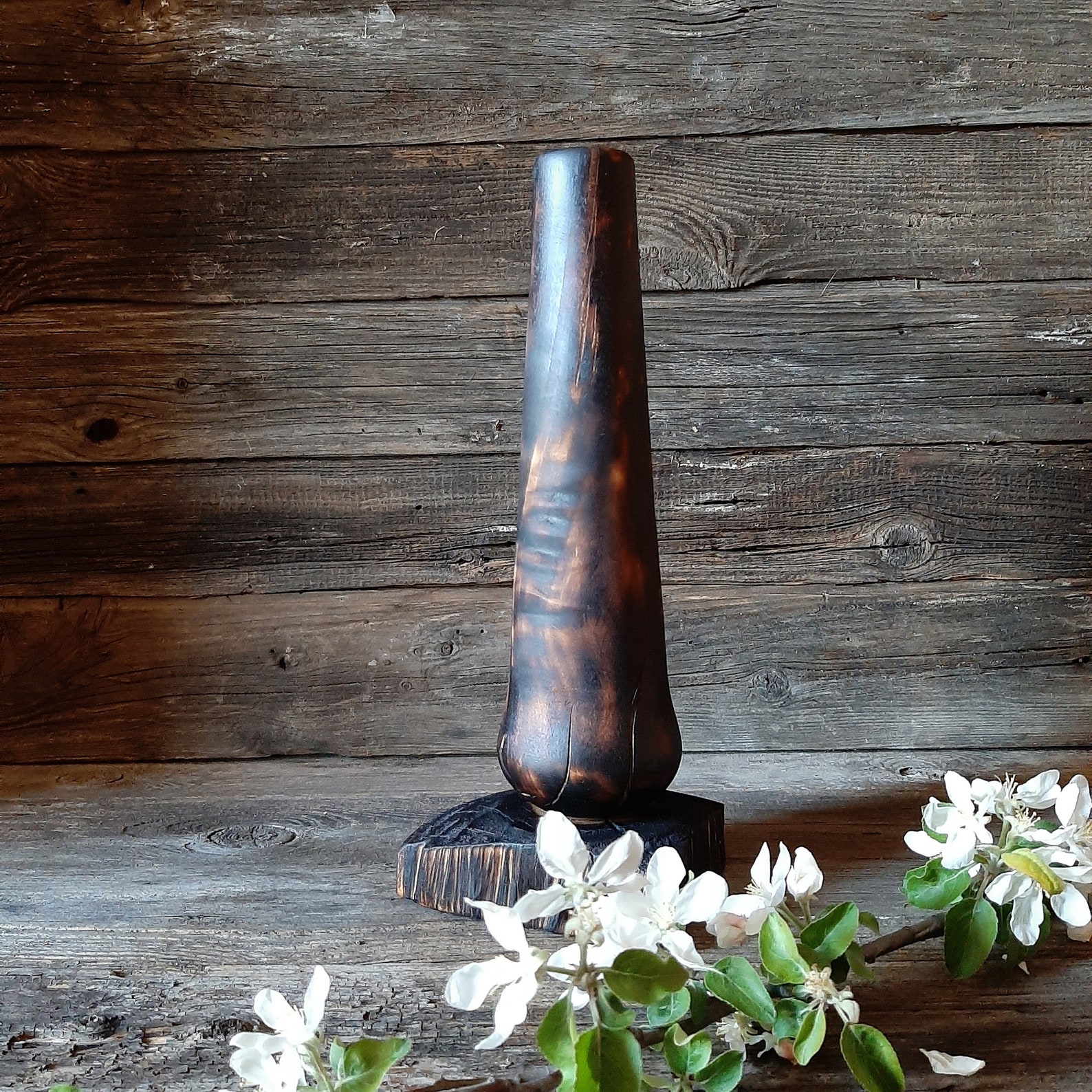 Handmade Black Wooden Vase to Decorate the Fireplace as a Etsy