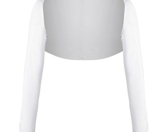 Witte armmouwen, bolero met lange mouwen, getailleerd schouderophalen | Bolero met lange mouwen Schouderophalen | Korte cover-up