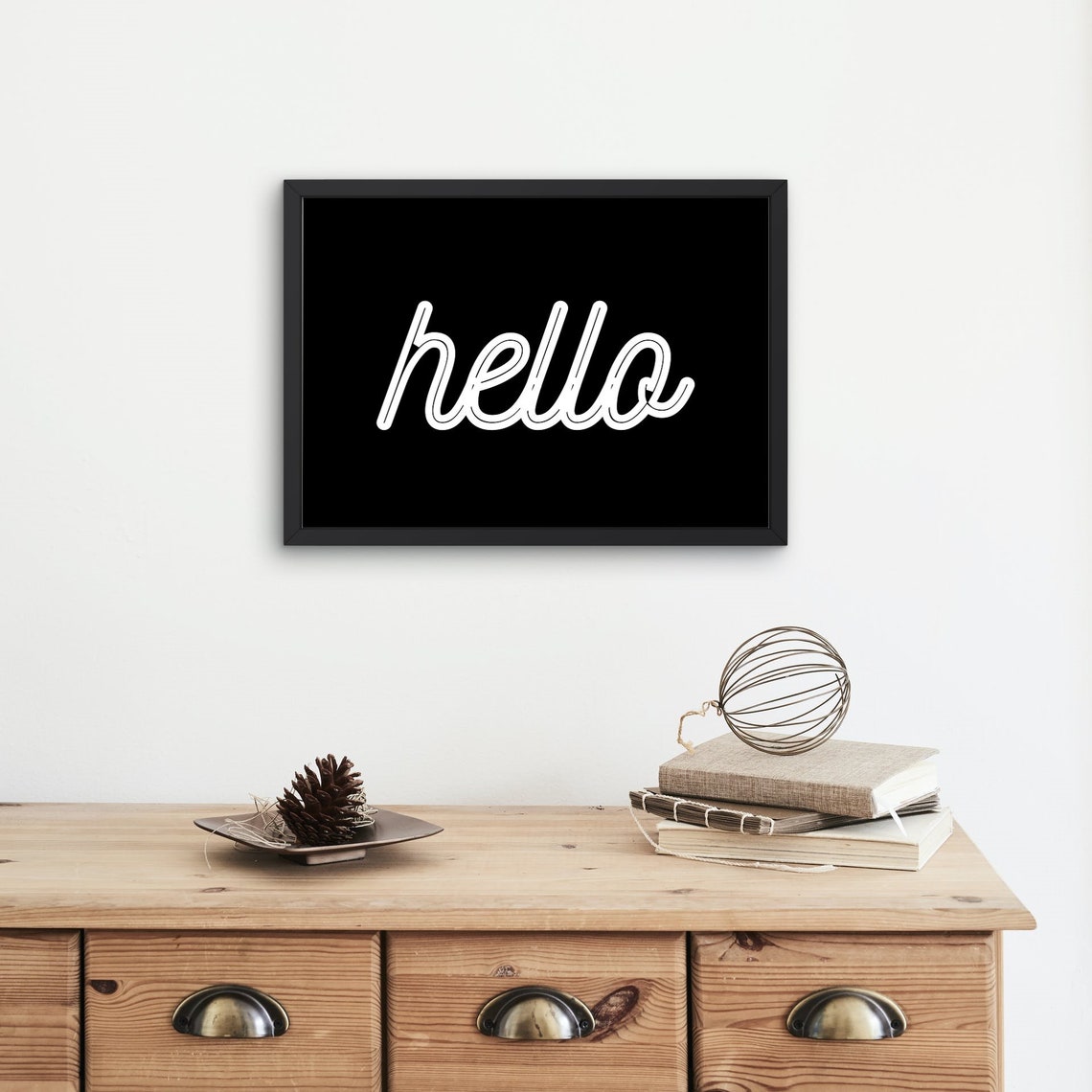 Hello Wall Art Print Typography Bedroom Lounge Etsy