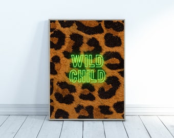 Personalised Leopard Print Neon Effect Digital Art | Gift | Custom Quote | Occasion Gifts | Premium Wall Art | Modern and Trending Wall Art.