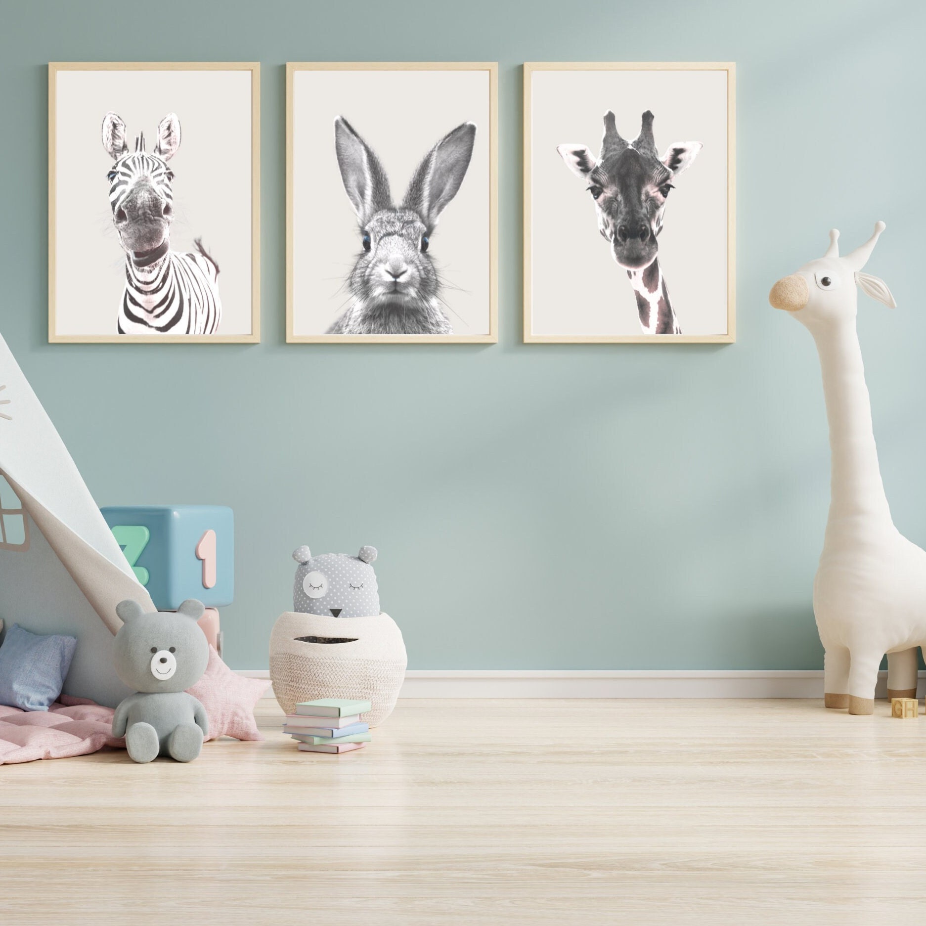 SET OF THREE Animal Portrait Wall Art Prints Nordic Etsy