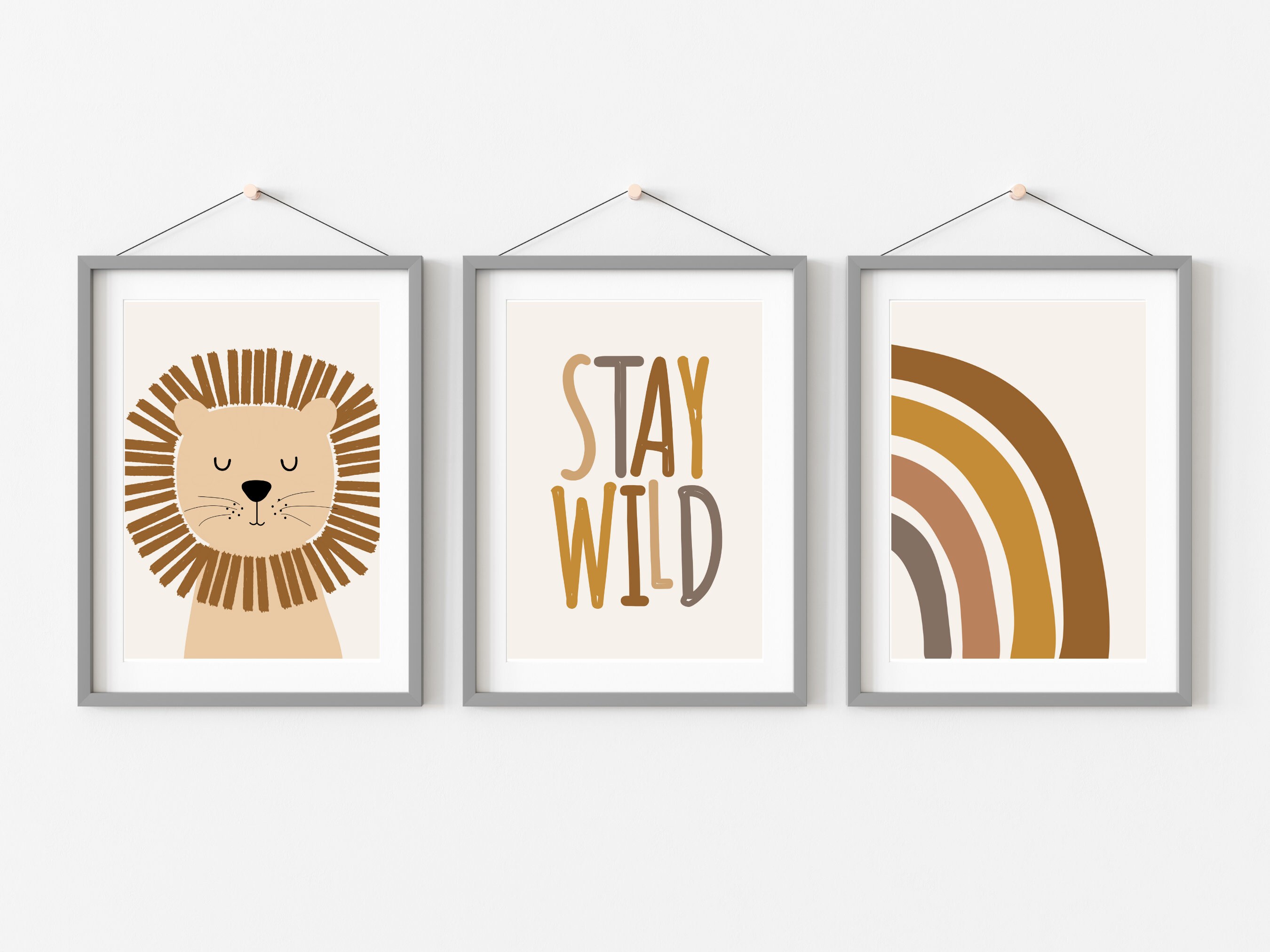 Jungle Animal 'stay Wild' Wall Art Prints for Children Etsy