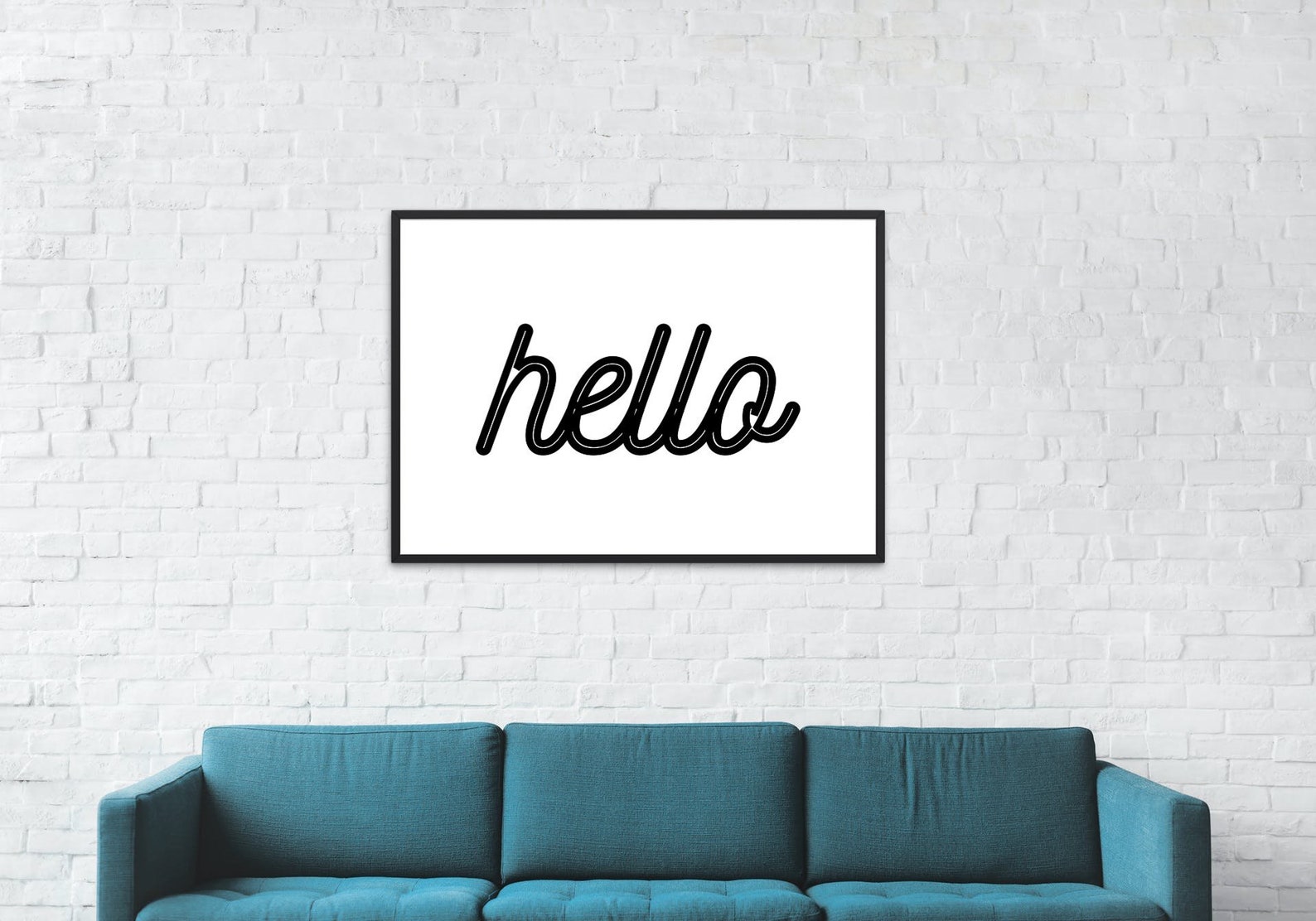Hello Wall Art Print Typography Bedroom Lounge Etsy