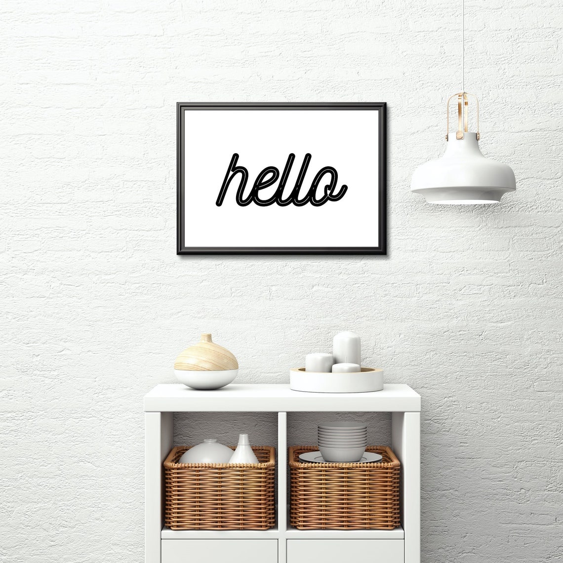 Hello Wall Art Print Typography Bedroom Lounge Etsy