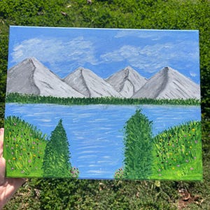 Tranquil Snowy Mountains Landscape | Mountains | Mountain Painting | Landscape Painting | Nature | Nature Painting | Wall Art | Acrylic