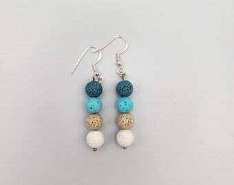 Blue Ombre aromatherapy Lava Bead Earrings